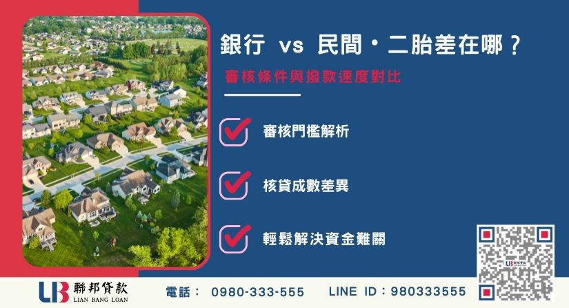 銀行與民間房屋土地二胎條件比較表-聯邦貸款提供免代辦費、合法透明極速放款。