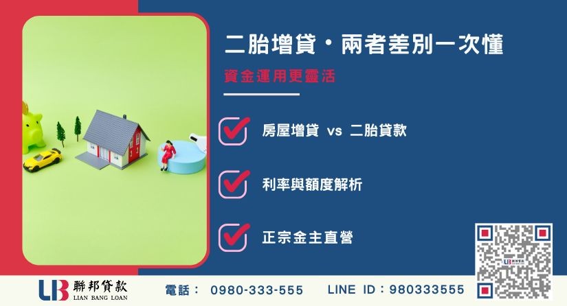 房屋二胎與房屋增貸定義差別解析-聯邦貸款金主直營，提供優惠利率0.8%起服務。