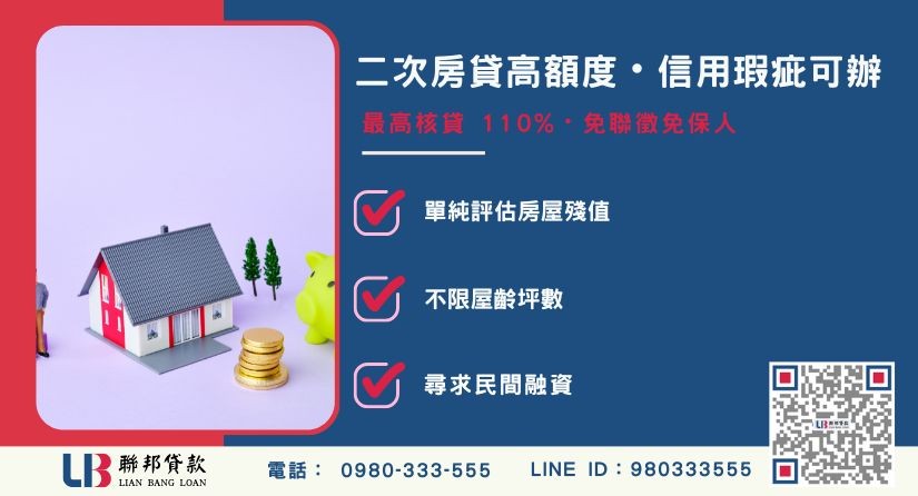 提高二次房貸額度與信用瑕疵申辦說明-聯邦貸款提供免代辦費、合法透明極速放款。