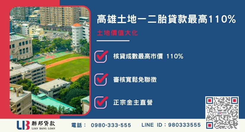 高雄土地一二胎貸款三大特色與高額度解析-聯邦貸款金主直營，提供優惠利率0.8%起服務。