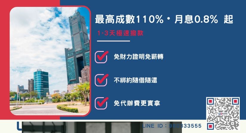 高雄二胎融資銀行與民間管道比較對照-聯邦貸款審核寬鬆，最快當日撥款。