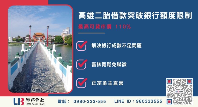 高雄二胎借款突破銀行額度限制與市價110%解析-聯邦貸款金主直營，提供優惠利率0.8%起服務。