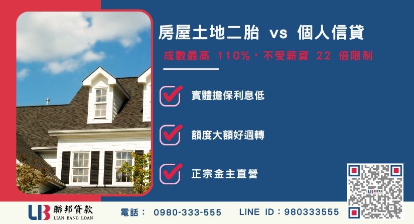 房屋土地二胎好處與信用貸款差異解析-聯邦貸款金主直營，提供優惠利率0.8%起服務。