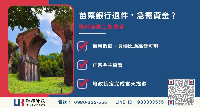 苗栗二胎推薦-聯邦貸款金主直營，針對苗栗銀行退件屋主提供極速二胎方案。