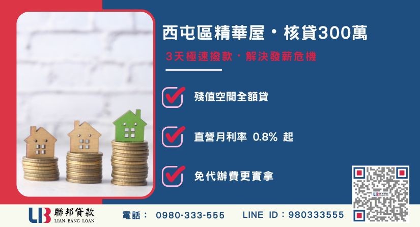 台中二胎借款幫助公司快速核貸-聯邦貸款不看個人信用評分，台中房屋土地價值高估。
