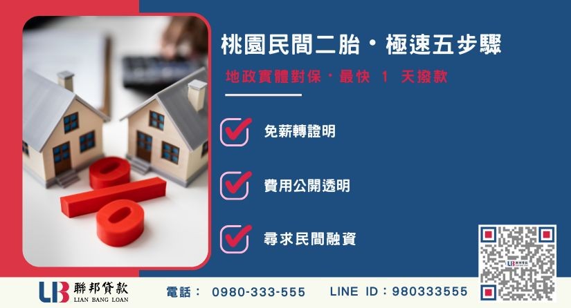 桃園民間二胎申辦流程五步驟說明-聯邦貸款提供免代辦費、合法透明極速放款。
